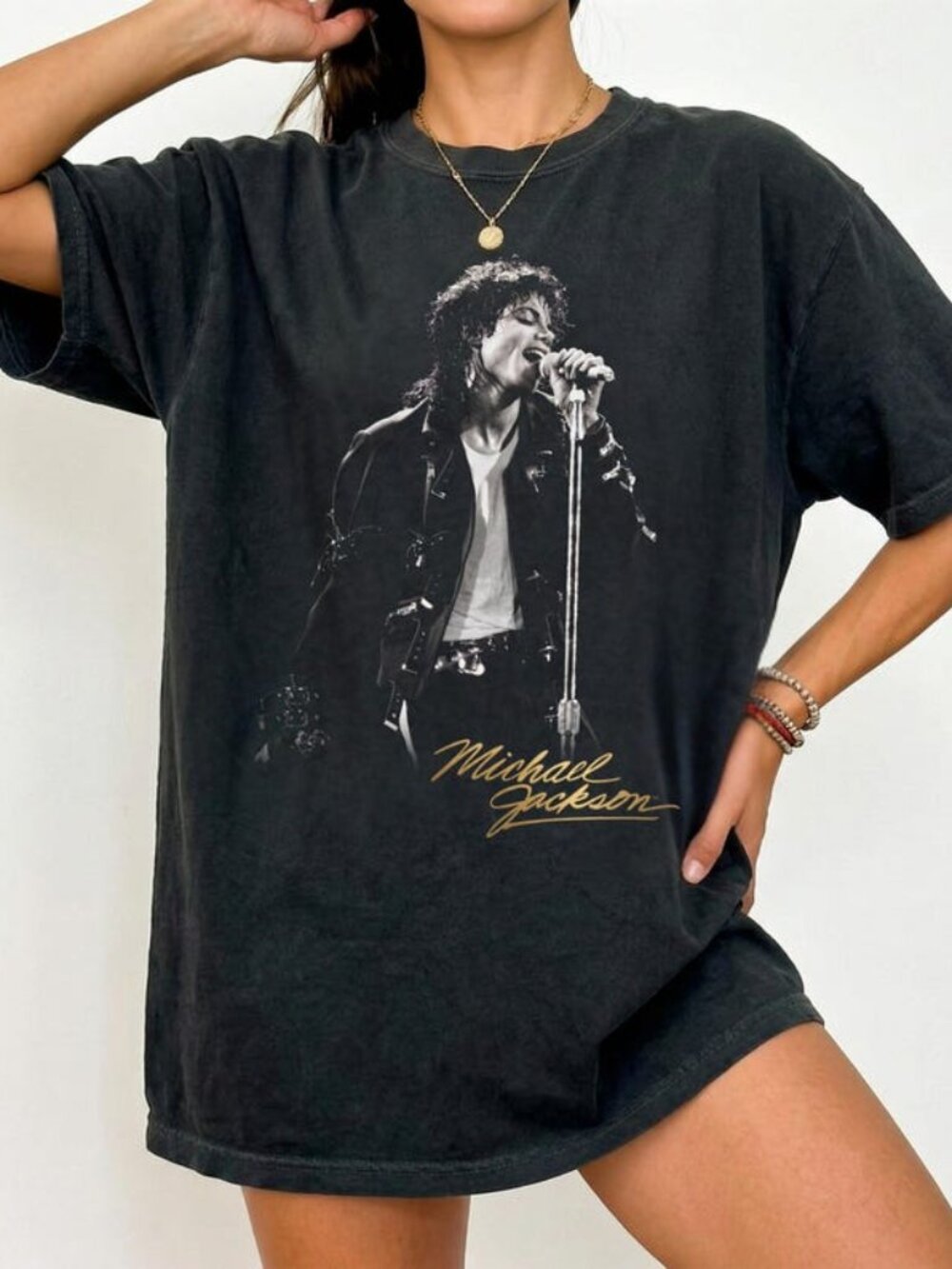 Michael Jackson Signature Retro Graphic T Shirt 252 - Picture 1 of 5